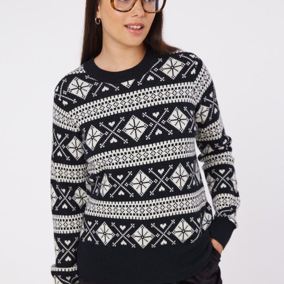 Joanie Enni Fair Isle Knit Jumper in Black US size Medium NWT - Picture 5 of 9